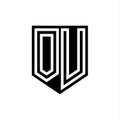 OU Logo monogram shield geometric white line inside black shield color design