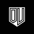 OU Logo monogram shield geometric black line inside white shield color design