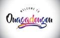 Ouagadougou Welcome To Message in Purple Vibrant Modern Colors.