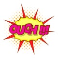 Ouch, comic text icon, pop art style