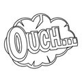 Ouch, comic text speech bubble icon, outline style