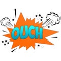 Ouch sound comic book, pop style dotted. Vector cloud halftone ouch pop art Royalty Free Stock Photo