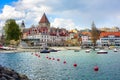 Ouchy district on Lake Geneva in Lausanne city, Switzerland Royalty Free Stock Photo