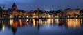 Ouchy panoramic at twilight, Lausanne, Switzerland Royalty Free Stock Photo