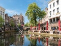 Oudaen Castle and Oudegracht canal in Utrecht, Netherlands