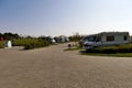 Ouddorp aan Zee, The Netherlands - April 9, 2017: Drive-In Camperpark campground Klepperstee scenery, freedom camping with camper