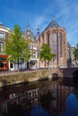 Oude Kerk, Old Church of Delft and Canal Royalty Free Stock Photo