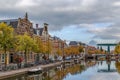 Oude vest channel, Leiden, Netherlands Royalty Free Stock Photo