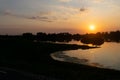 Oude Waal evening sunset in Gelderland Royalty Free Stock Photo