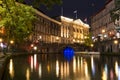 Oudegracht by night in Utrecht, Netherlands