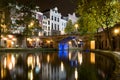 Oudegracht by night in Utrecht, Netherlands