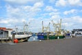 Harbor with ships on summer day