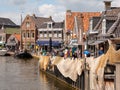 Oudesluis quay along Het Dok canal, Lemmer, Friesland, Netherlands