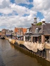 Oudesluis quay along Het Dok canal, Lemmer, Friesland, Netherlands