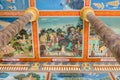 Ceiling paintings in the Main temple of the Vipassana Dhura Buddhist Meditation Center in Oudong Royalty Free Stock Photo