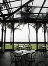 Oudoor al fresco dining area in heritage hotel Royalty Free Stock Photo