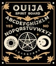 Ouija Board With Pentagram. Occultism Set. Vector Illustration.