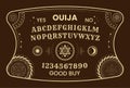 Ouija pentagram board. Halloween divination. Connection with death. Hand and heart. Numbers and alphabet. Sun and star