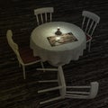 Ouija table in a dark room