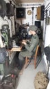 Le Grand Bunker museum with interior staging of a German nazi military communications