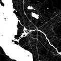 Oulu map, Finland. Grayscale city map, vector streetmap Royalty Free Stock Photo