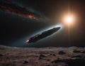 Oumuamua approaching Sun in open space