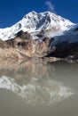 ount Makalu mirroring in lake Nepal Himalaya mountain Royalty Free Stock Photo