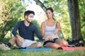 ouple training outdoors in countryside Royalty Free Stock Photo
