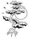 Beautiful Black and White Life Tree Illustration for Coloring Book: A Meaningful and Relaxing Experience Royalty Free Stock Photo