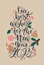 Our best wishes for the new year 2023 card. Vector vertical beige color new year greeting design. Royalty Free Stock Photo