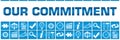 Our Commitment Blue Box Grid Business Symbols