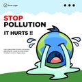 Banner design of stop pollution it hurts