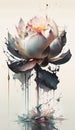 Serenity in Bloom: Watercolor Painting of a Lotus Flower