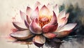 Serenity in Bloom: Watercolor Painting of a Lotus Flower