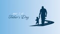 Our First Fathers Day Greeting Card Design. Happy Dad Typography Illustration. Father and Child Silhouette Banner Royalty Free Stock Photo