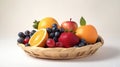 Our fresh fruit arrangement on a white background is a feast for the eyes and the tastebuds. AI Generative Royalty Free Stock Photo