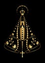 Our lady appeared Black and gold texture, Virgin Mary Immaculate vector illustration isolated on luxury black