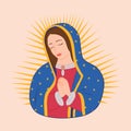 Our Lady of Guadalupe. Colorful. Virgen de Guadalupe. Vector design .