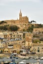 The Our Lady of Lourdes church on the hillside, Gozo island, port Mgarr, Malta