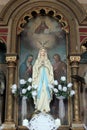 Our Lady of Lourdes, statue on the altar of the Holy Family in the church of the St Nicholas in Lijevi Dubrovcak, Croatia Royalty Free Stock Photo