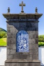 Our Lady of Peace Chapel over Vila Franca do Campo, Sao Miguel island, Azores Royalty Free Stock Photo