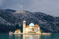 Our Lady of the Rocks islet off the coast of Perast in Bay of Kotor, Montenegro Royalty Free Stock Photo