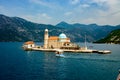 Our Lady of the Rocks is one of the two islets off the coast of Perast in Bay of Kotor, Montenegro Royalty Free Stock Photo