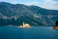 Our Lady of the Rocks is one of the two islets off the coast of Perast in Bay of Kotor, Montenegro Royalty Free Stock Photo