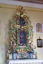 Our Lady`s altar in the chapel of Saint George at the Lake in Klanjecko Jezero, Croatia