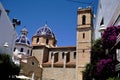 Our Lady of Solace church in Altea with Bougainvillea plants