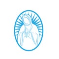 Our Lady Vector Logo illustrations outline template. Our Lady of lourdes, Blessed Mary Logo vector design template.