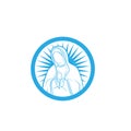 Our Lady Vector Logo illustrations outline template. Our Lady of lourdes, Blessed Mary Logo vector design template.