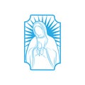 Our Lady Vector Logo illustrations outline template. Our Lady of lourdes, Blessed Mary Logo vector design template.