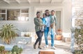 Our lives are blessed with so much love. Portrait of a happy family standing together outside their home. Royalty Free Stock Photo